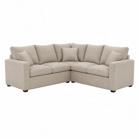 Canapé modulable d’angle 5 places en tissu polyester beige forme L 270 x 270 x 86 cm