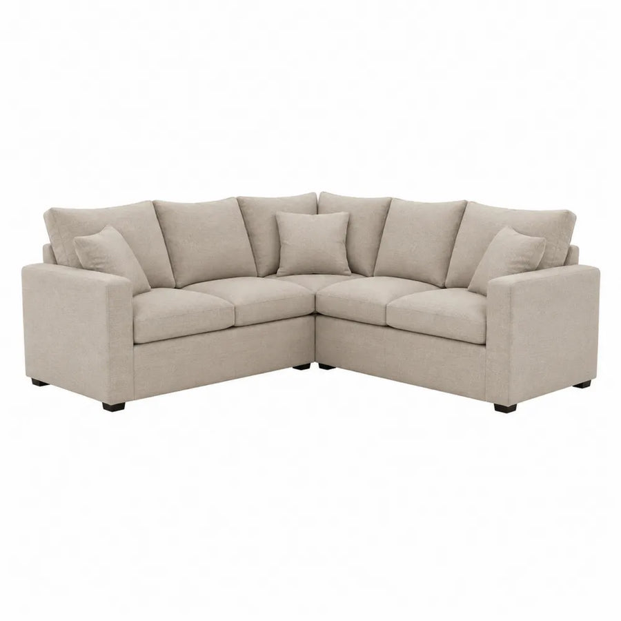 Canapé modulable d’angle 5 places en tissu polyester beige forme L 270 x 270 x 86 cm