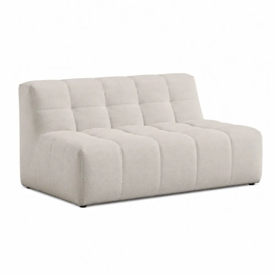 Canapé modulable droit 3 places en polyester beige rembourrage mousse structure bois 220 x 95 x 75 cm